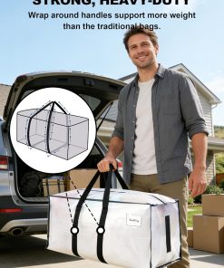 Alternative view of HOMESURE Supports 200lbs Heavy Duty Moving Bags - Strong Zipper & Wrap-Around Handles - Water-Resistant Storage Totes. Durable Alternative to Moving Boxes - 8 Pack - Semi-Transparent