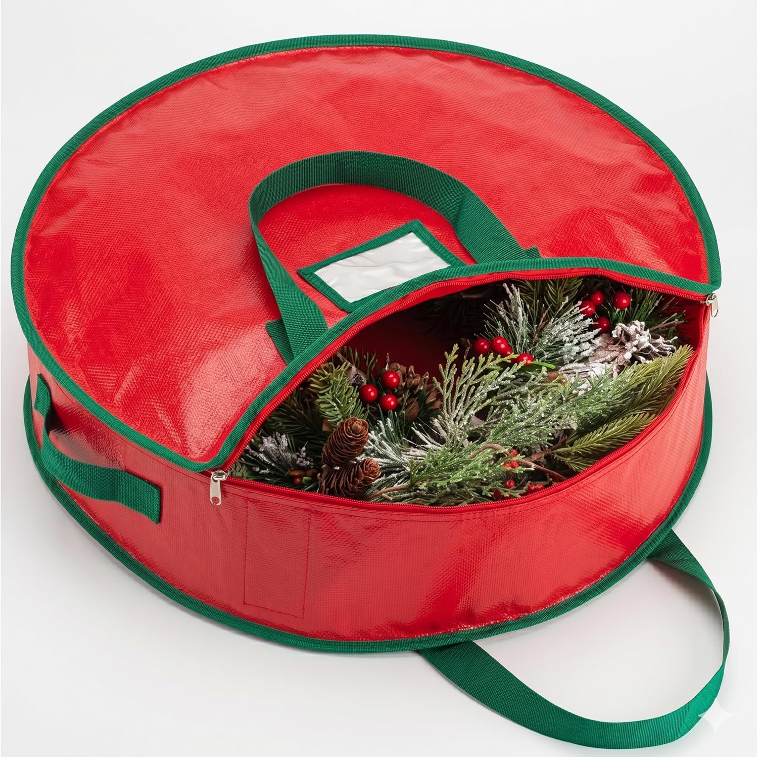Handy Laundry Christmas Wreath Storage Container – 30 Inch Durable Tarp Storage Bag with Zipper & Reinforced Handles. Holiday Décor Organizer for Wreaths. Garlands & Seasonal Decorations. Green